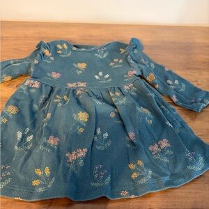 Floral Patterned Kids Dress in Blue